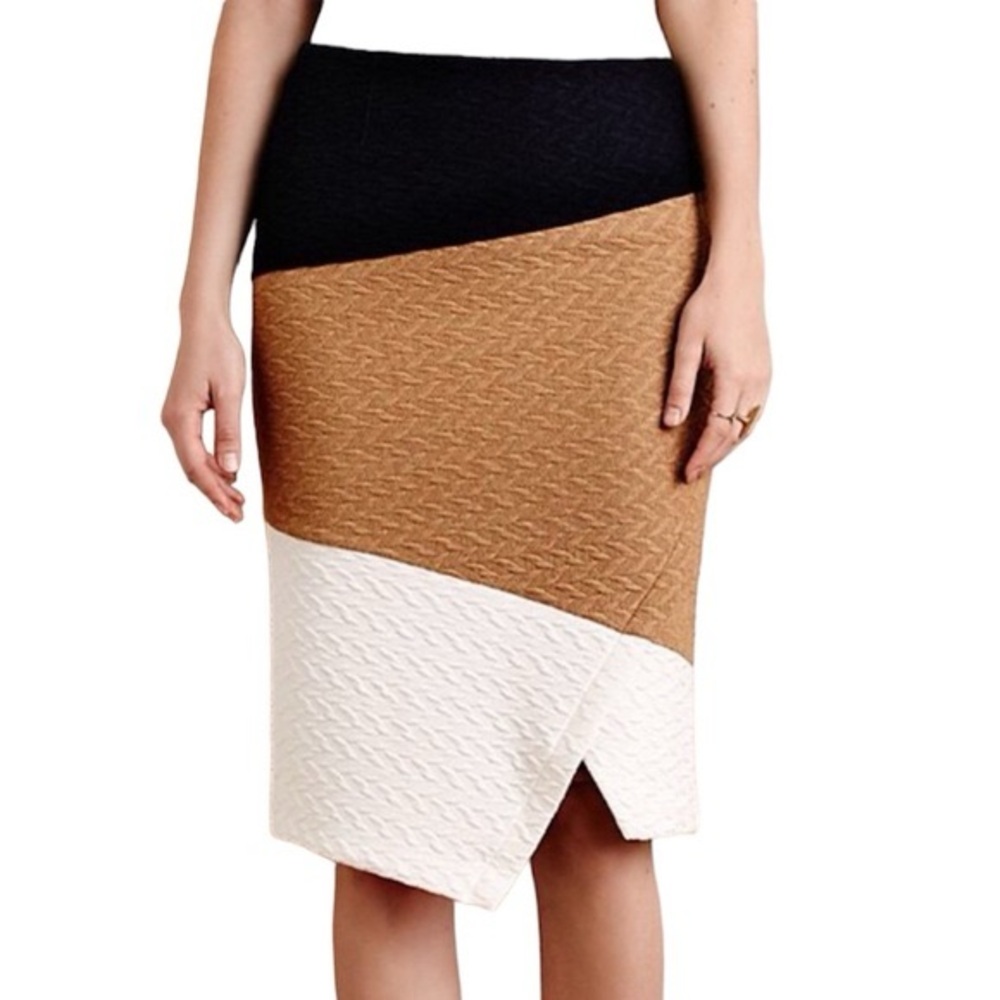Anthropologie HD in Paris Textured Colorblock Knit Pencil Skirt 16